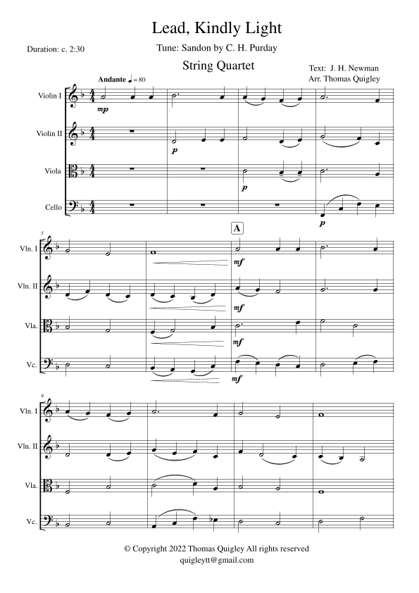 Lead, Kindly Light (arr. Thomas Quigley)