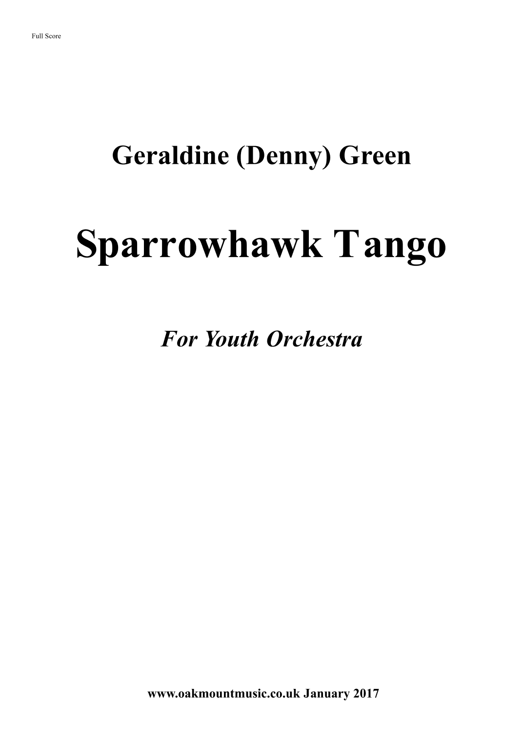 Sparrowhawk Tango. For Youth Orchestra  (School Arrangement)