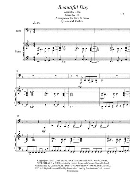 Beautiful Day (arr. James M. Guthrie, ASCAP)