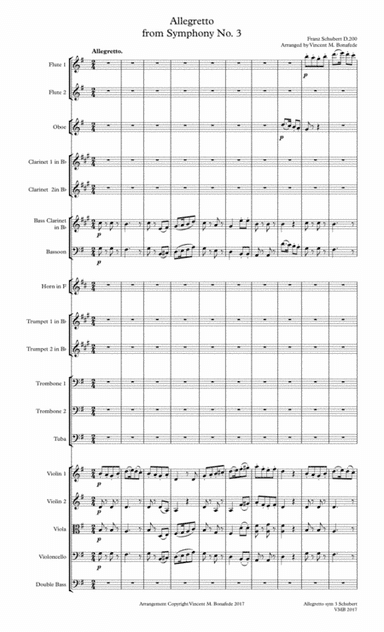Allegretto from Sym No3 of Franz Schubert, enlarged for full community orchestra (arr. Vincent M. Bonafede)