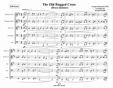 The Old Rugged Cross - Brass Quintet - Advanced Intermediate (arr. Dennis Ruello)