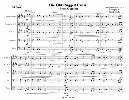 The Old Rugged Cross - Brass Quintet - Advanced Intermediate (arr. Dennis Ruello)