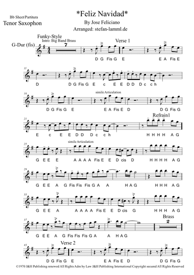 Feliz Navidad (arr. stefan-lamml.de)