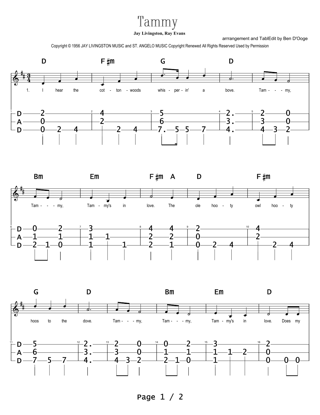 Tammy (arr. Ben D'Ooge)