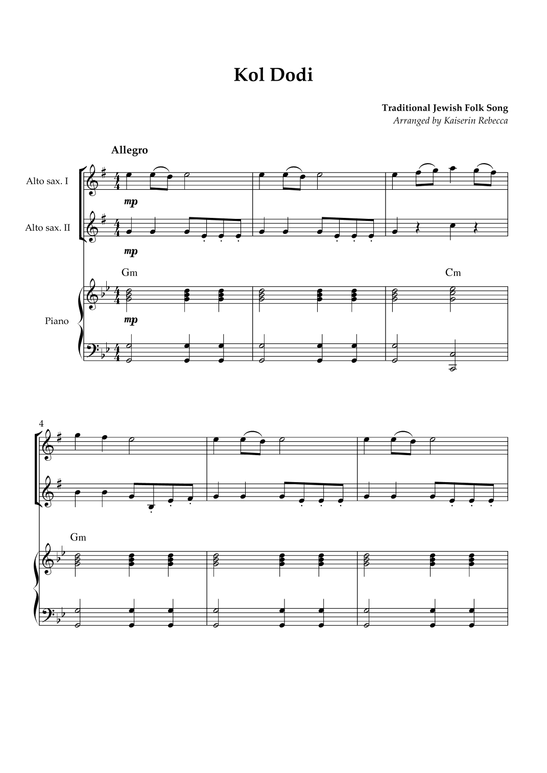 Kol Dodi (arr. Kaiserin Rebecca)