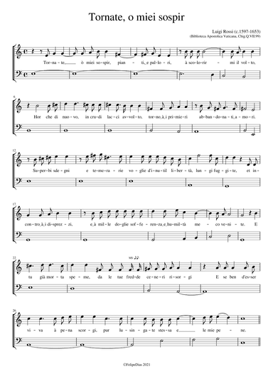 Tornate, o miei sospir (arr. Early Music Scores)