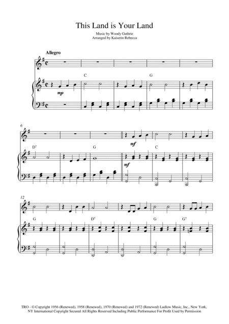 This Land Is Your Land (arr. Kaiserin Rebecca)