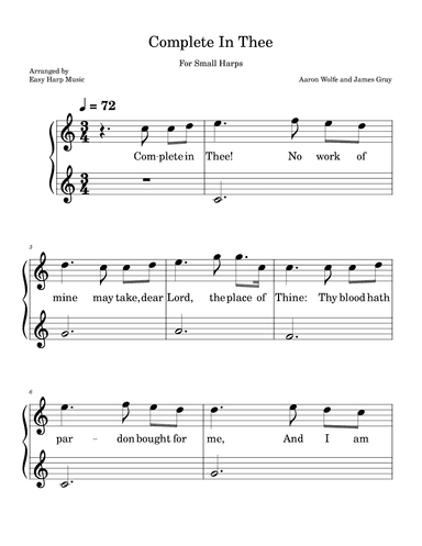 Complete In Thee For Easy Harp Small Harp Harpsicle Aklot Camac Roosebeck (arr. Easy Harp Music)