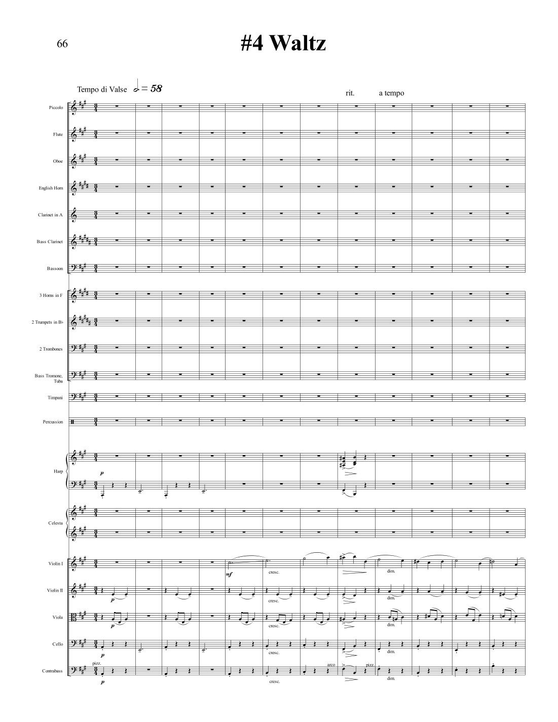 S. Rachmaninov - "Waltz", #4, Op. 11, Orchestrated by A. Leytush - Score Only