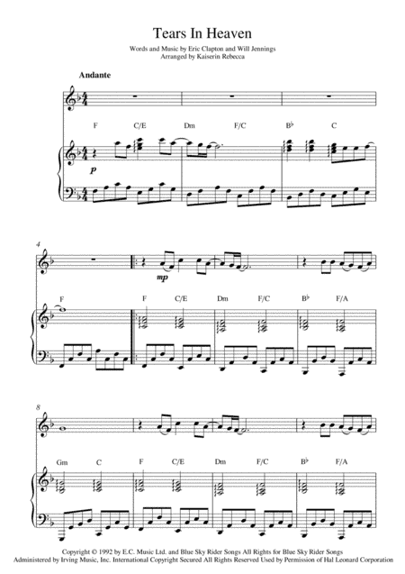 Tears In Heaven (arr. Kaiserin Rebecca)