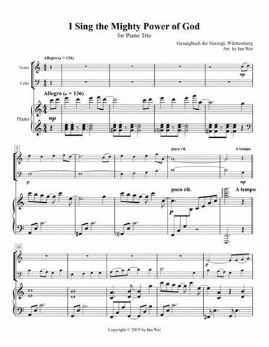I Sing the Mighty Power of God for Piano Trio (arr. Ian Wei)