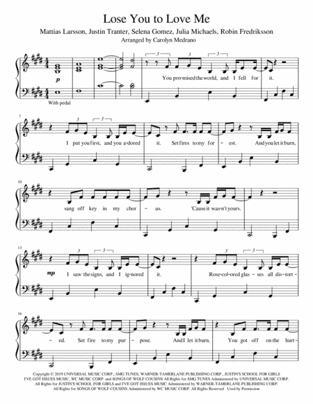 Lose You To Love Me (arr. Carolyn Medrano)