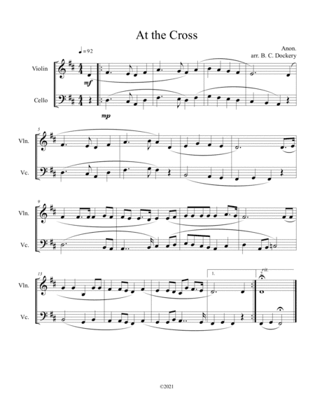 At the Cross (violin and cello duet) (arr. B. C. Dockery)