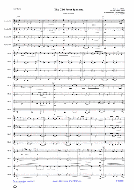 The Girl From Ipanema (garôta De Ipanema) (arr. Josef STASTNY)