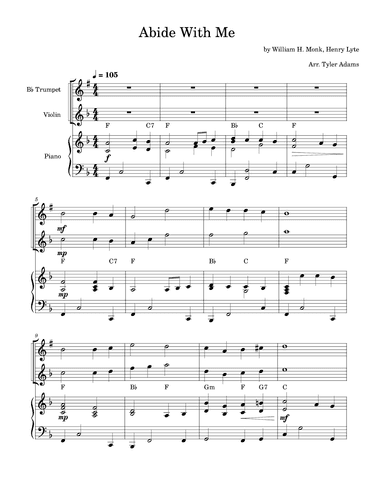 Abide With Me (Trumpet and Violin Duet with Piano) (arr. Tyler Adams)