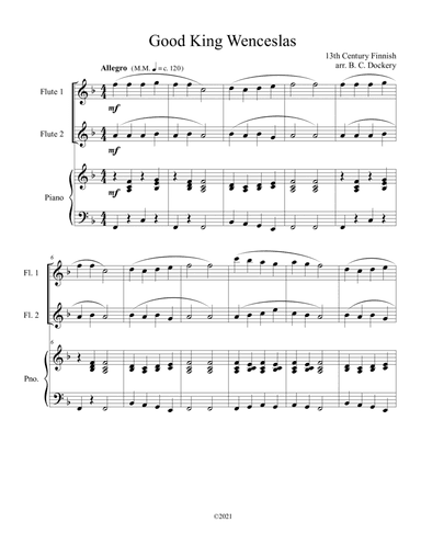 Good King Wenceslas (Flute Duet with Piano Accompaniment) (arr. B. C. Dockery)