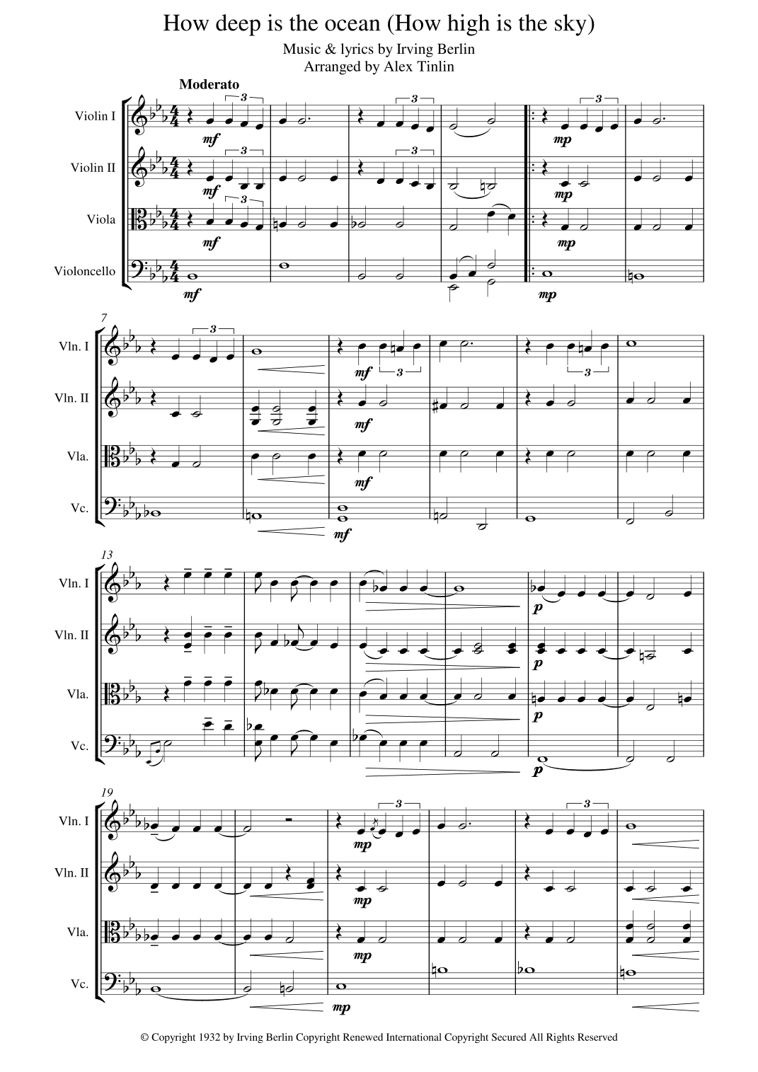 How Deep Is The Ocean (how High Is The Sky) (arr. Alex Tinlin)
