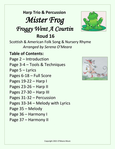 Mister Frog (Froggy Went a Courtin) for Harp Trio & Percussion (arr. Serena O’Meara)