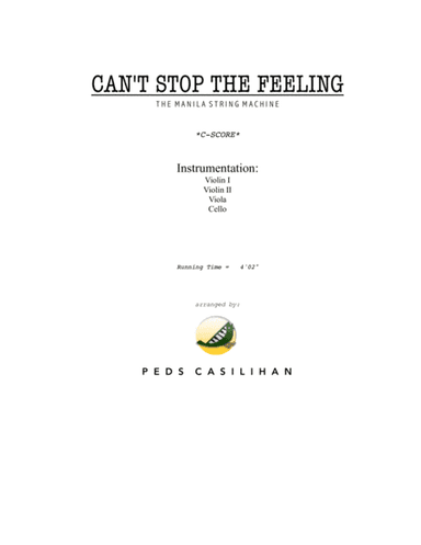 Can't Stop The Feeling String Quartet (arr. Peds Casilihan)