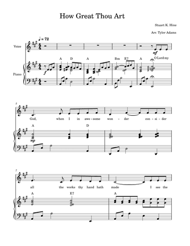 How Great Thou Art (Voice Solo and Piano) (arr. Tyler Adams)