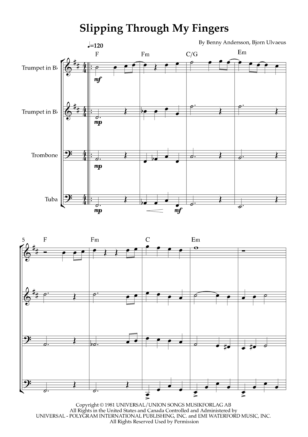 Slipping Through My Fingers (arr. Karen Gueiros)