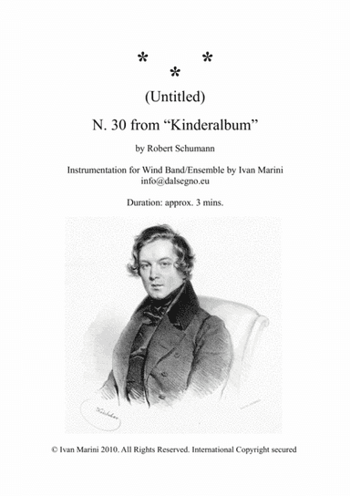 *** (UNTITLED) n. 30 from KINDERALBUM by Schumann - for Wind Band/Ensemble (arr. Ivan Marini)
