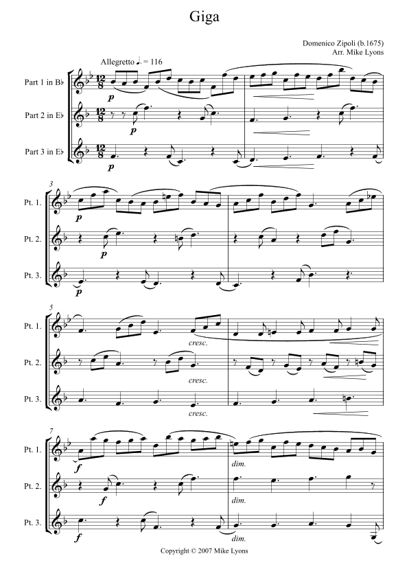 Brass Trio Giga (Zipoli) (arr. Mike Lyons)