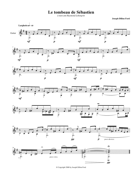Tombeau de Sébastien I for guitar solo