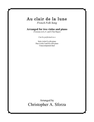 Au clair de la lune, for two violas and piano (arr. Christopher A. Sforza)