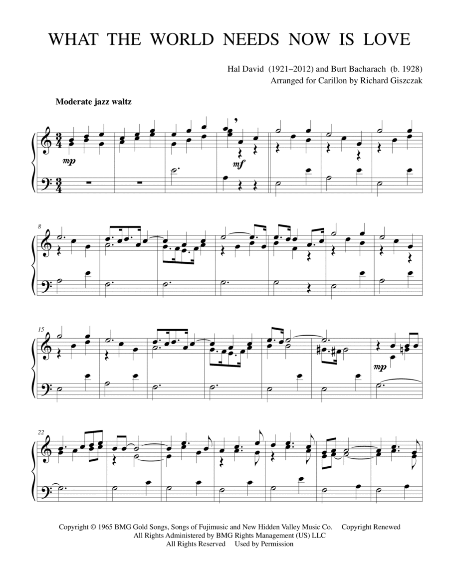 What The World Needs Now Is Love (arr. Richard Giszczak)