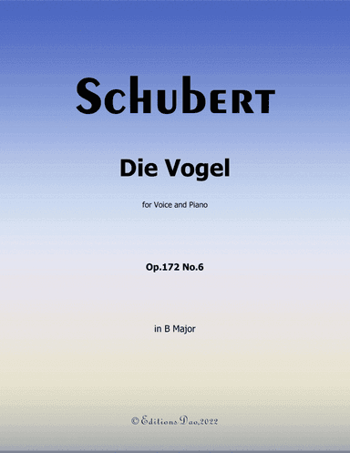 Die Vogel, by Schubert, in B Major (arr. Editions Dao)