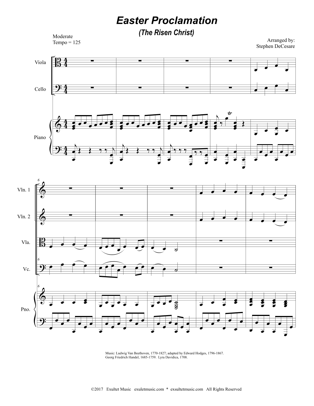 Easter Proclamation (The Risen Christ) (String Quartet and Piano)