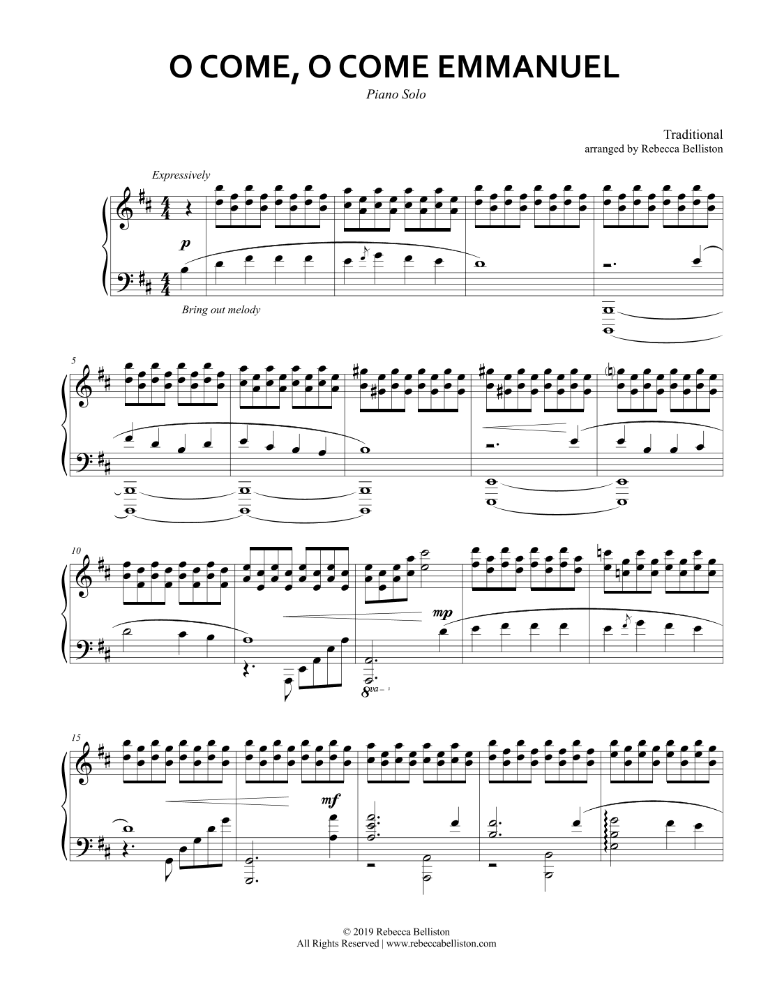 O Come, O Come, Emmanuel (Piano Solo) (arr. Rebecca Belliston)