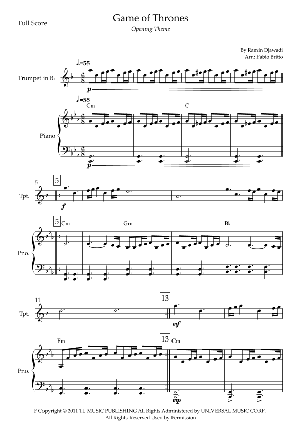 Game Of Thrones (arr. Fabio Britto)