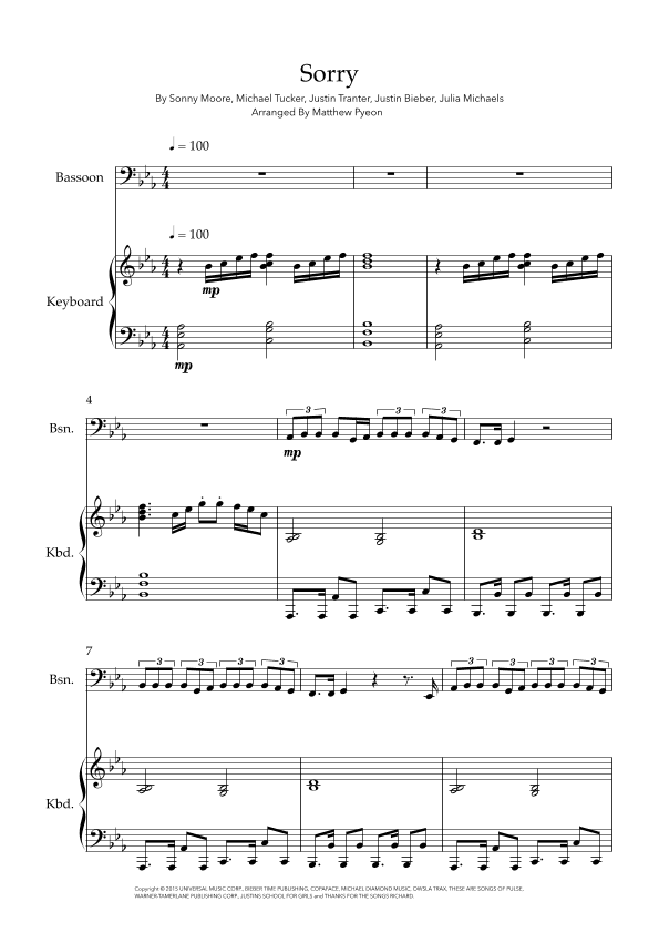 Sorry (arr. Matthew pyeon)