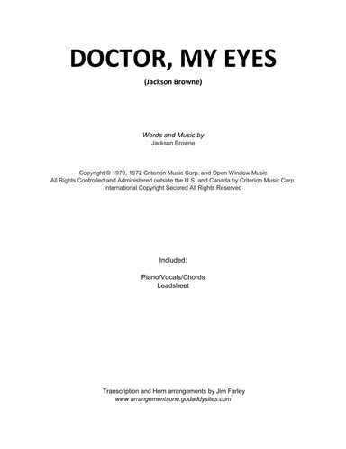 Doctor, My Eyes (arr. Jim Farley)