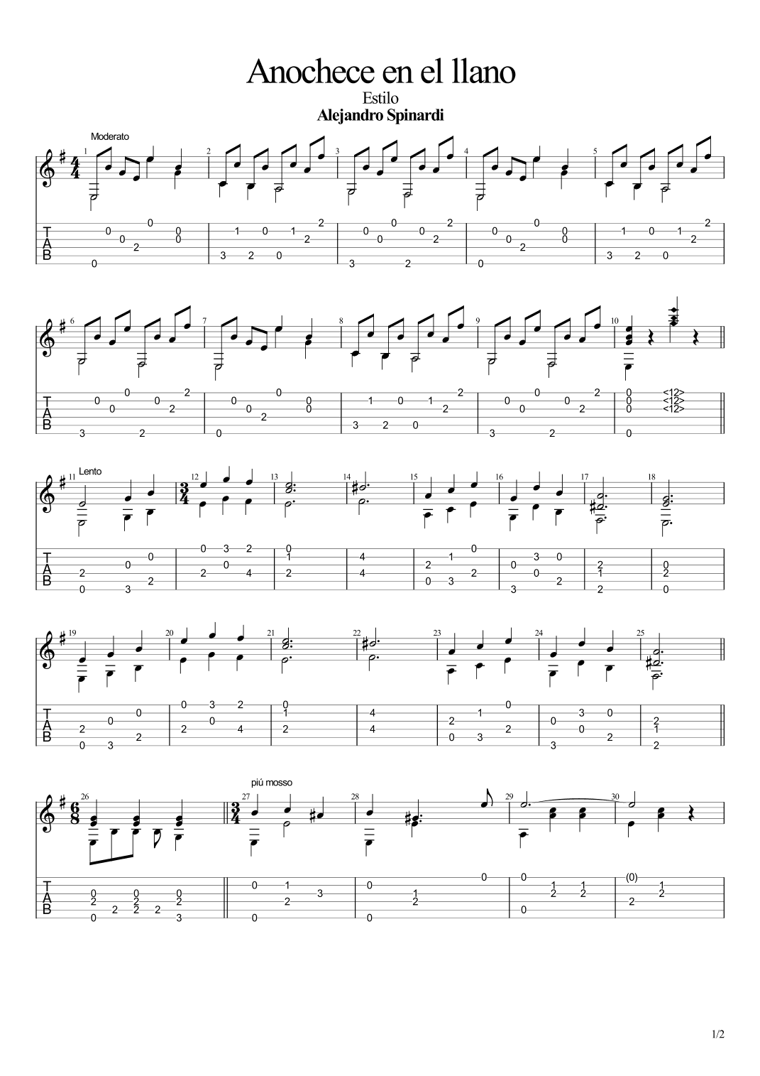 Anochece en el llano (Estilo) (arr. Leonardo Ramos)