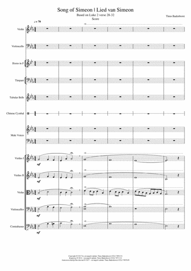 Song of Simeon - Lied van Simeon - Score