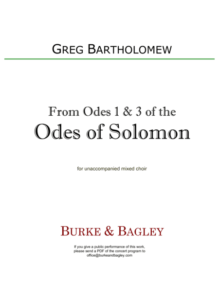 From Odes 1 & 3 of the Odes of Solomon
