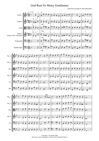 God Rest Ye Merry Gentlemen for String Orchestra (arr. David Burndrett)