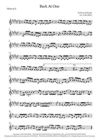 Back At One (arr. Fabio Britto)