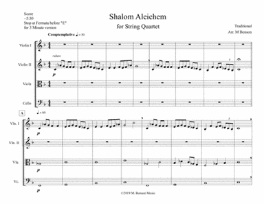 Shalom Aleichem for String Quartet (arr. Mike Benson)