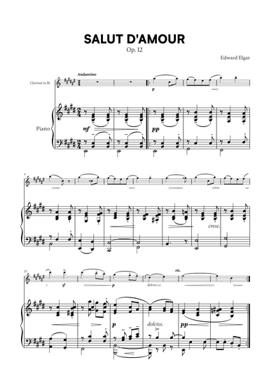 Edward Elgar - Salut d'Amour for Clarinet in Bb and Piano (arr. Cadenza Editions)