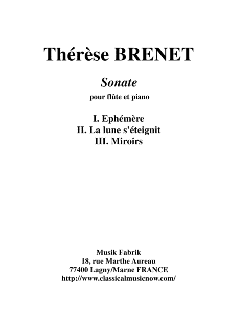 Thérèse Brenet: Sonata for flute and piano