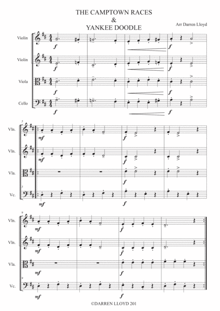 Camptown Races & Yankee Doodle Dandy Medley - String quartet (arr. Darren Lloyd)