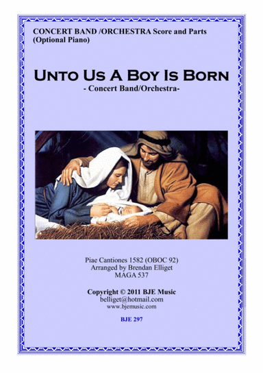 Unto Us A Boy Is Born - Concert Band Orchestra - Score and Parts PDF (arr. Brendan Elliget MAGA 537)