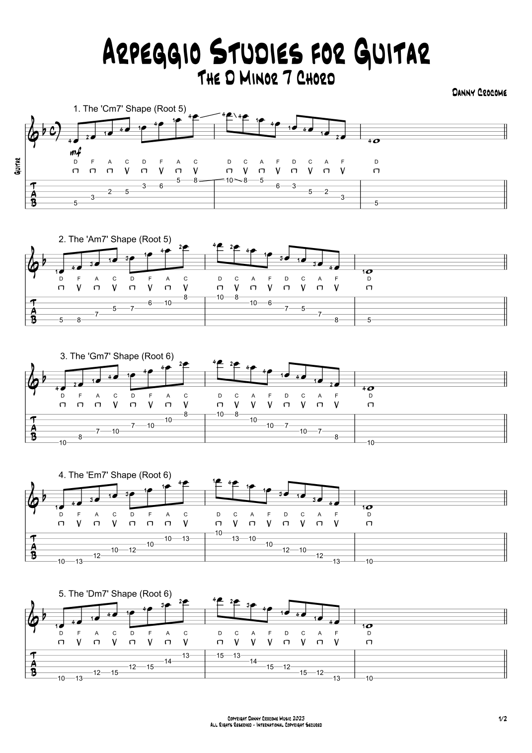 Arpeggio Studies for Guitar - The D Minor 7 Chord