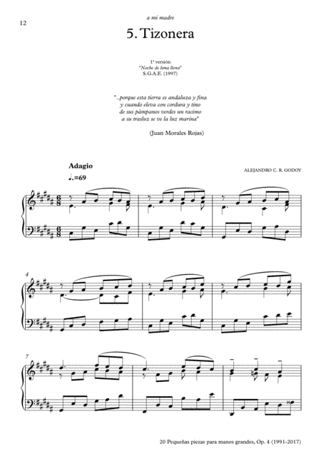 20 Piezas, Op. 4 (2017) No. 5. Tizonera