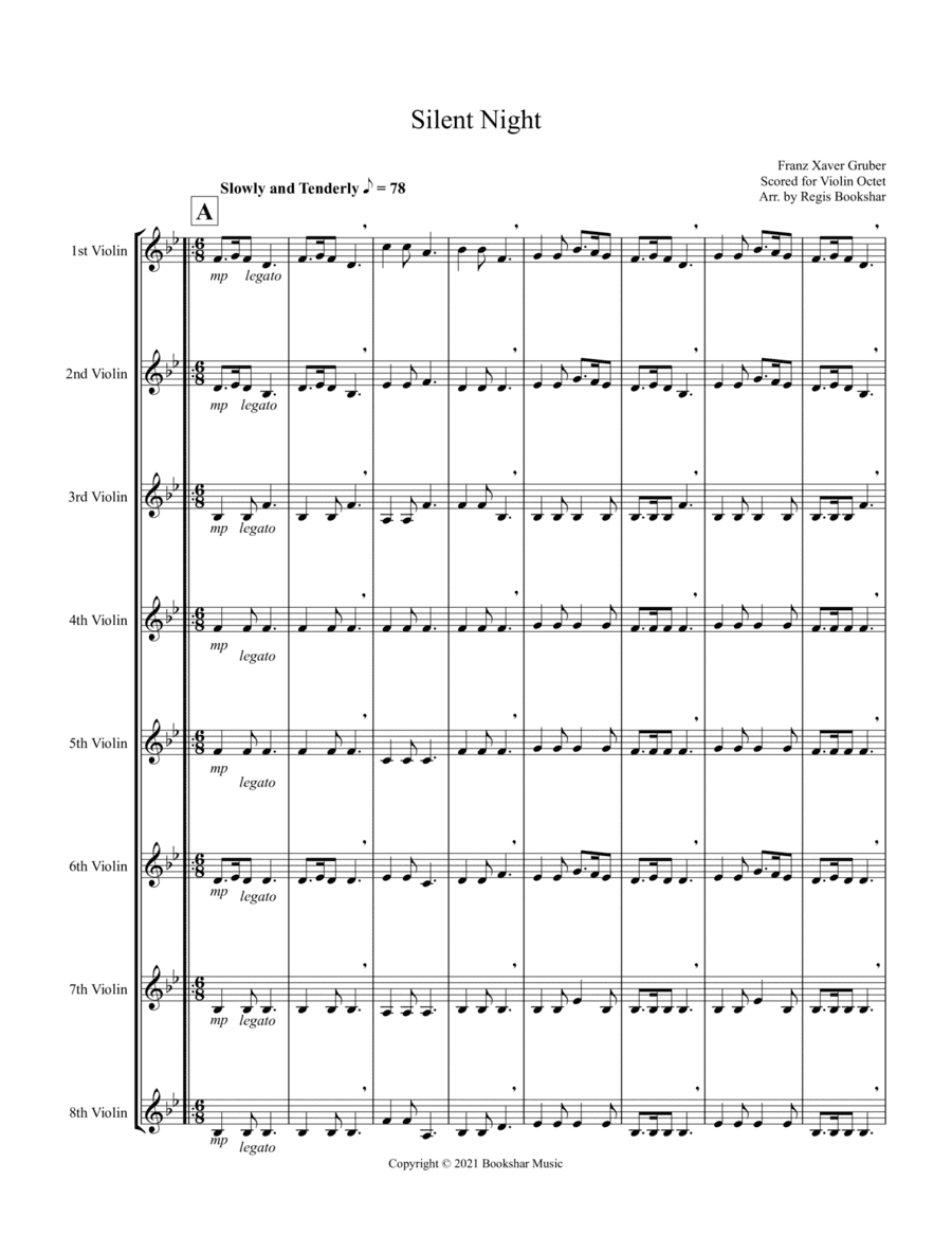 Silent Night (Bb) (Violin Octet) (arr. Regis Bookshar)