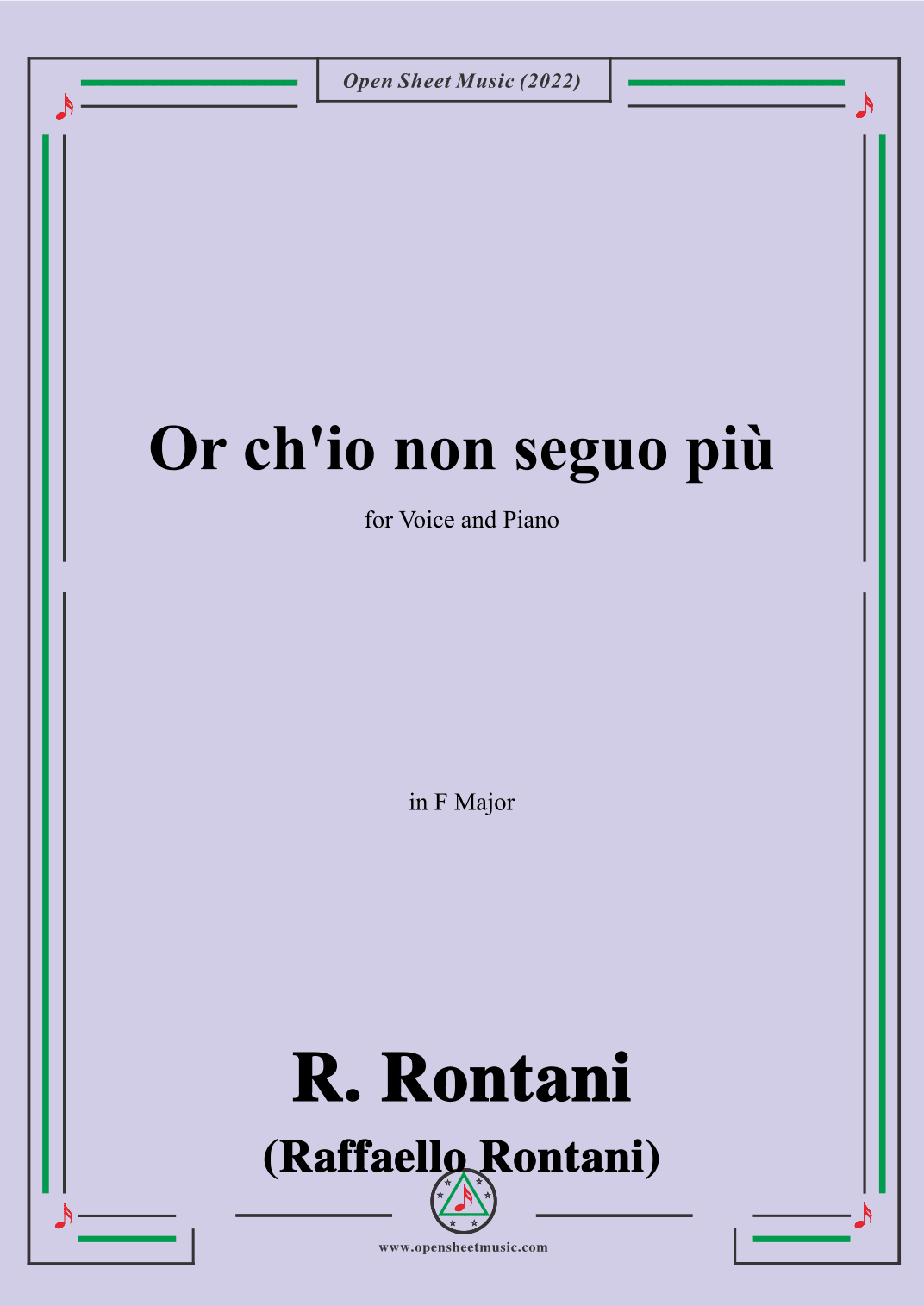 R. Rontani-Or ch'io non seguo più,in F Major (arr. OSM Press)